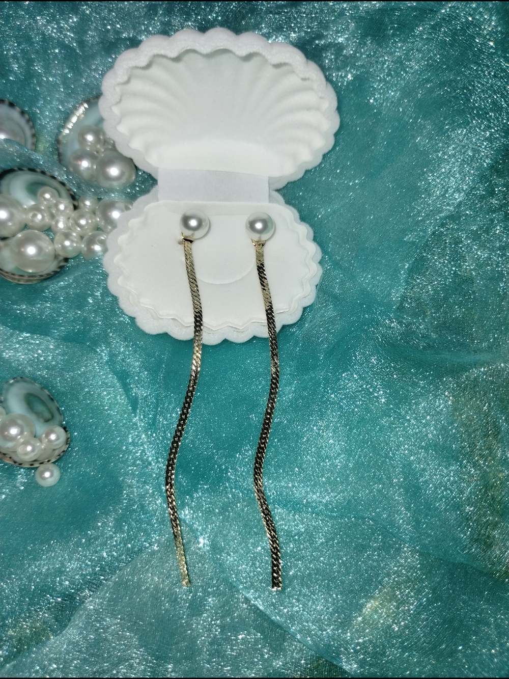 Elegant Pearl Drop Threader Bridal Earrings - Wedding Jewelry